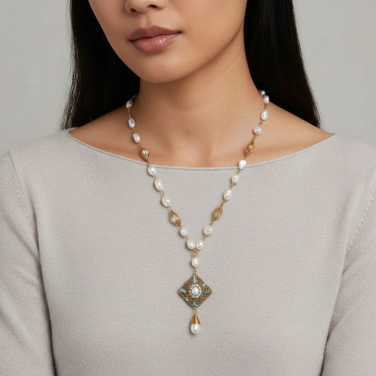 Celestial Pearl Drop Necklace