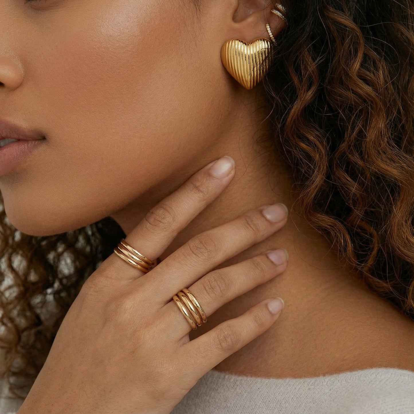 Textured Heart Stud Earrings