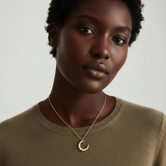 Luna Pearl Crescent Necklace