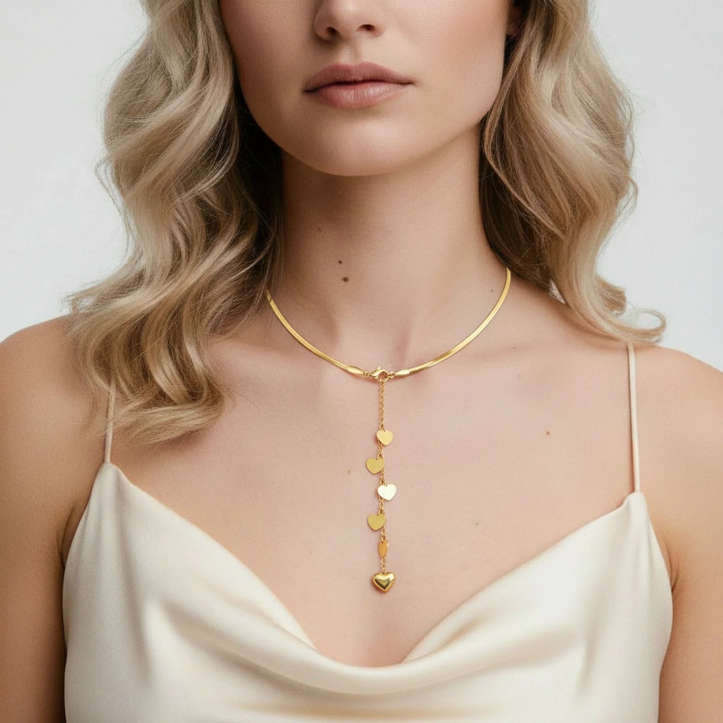 Golden Hearts Cascade Necklace