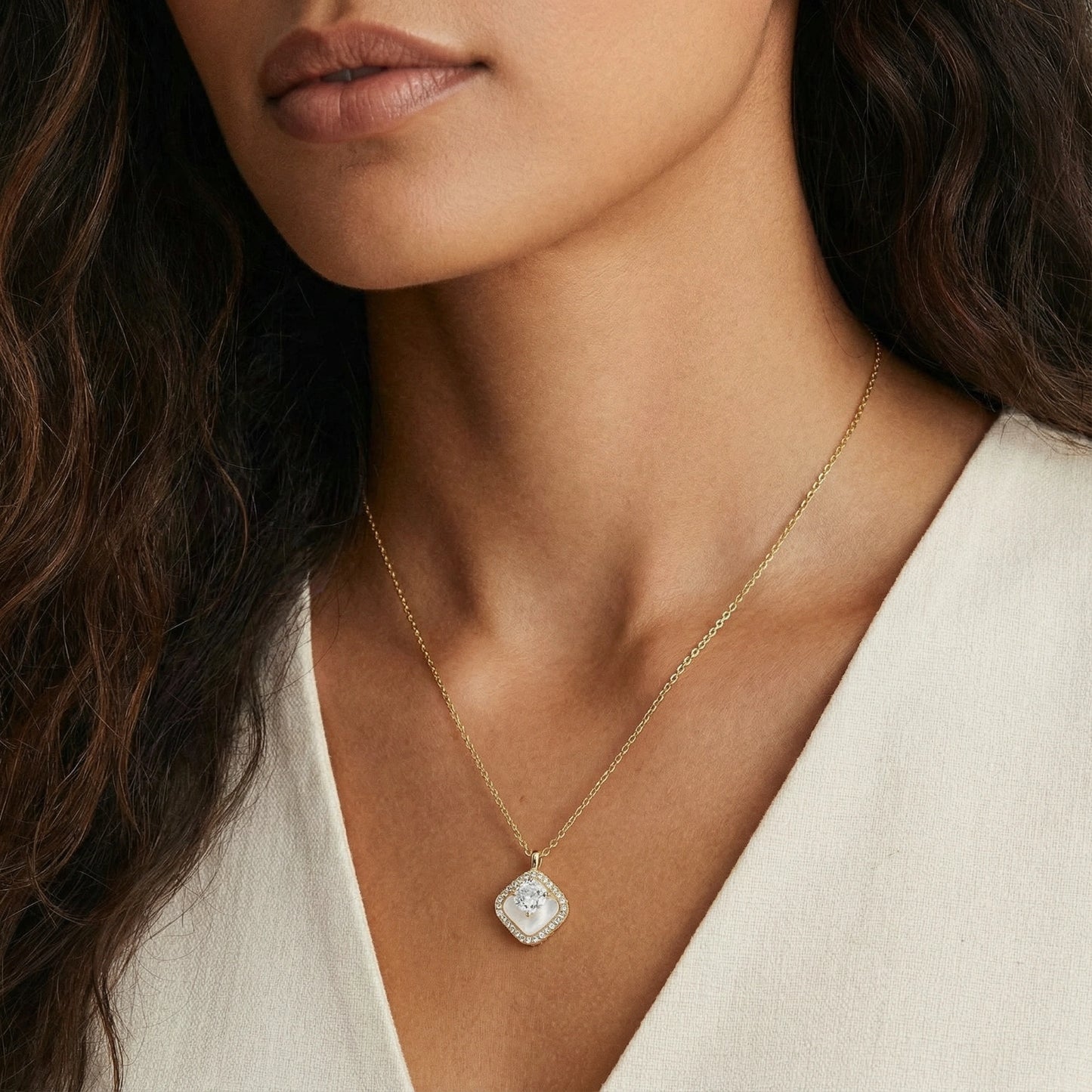 Golden Halo Pearl Pendant